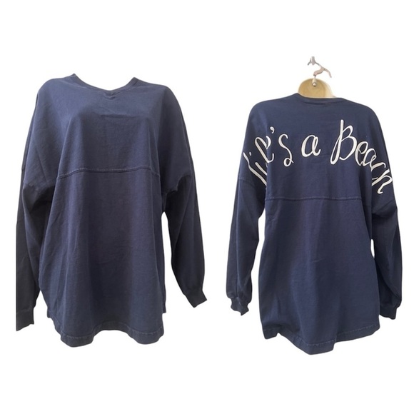 Spirit Tops - Spirit Activewear “Life’s a Beach” Oversized Sweatshirt Navy Blue 100% Cotton S